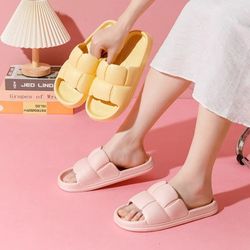 womens simple thick platform cloud slippers, summer eva slide sandals with soft sole anti-slip comfort