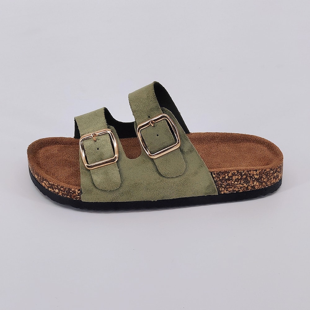 Summer Trendy Buckle Flat Cork Slippers, One-Strap Casual Outdoor Sandals, Versatile Fashionable Beach Comfort