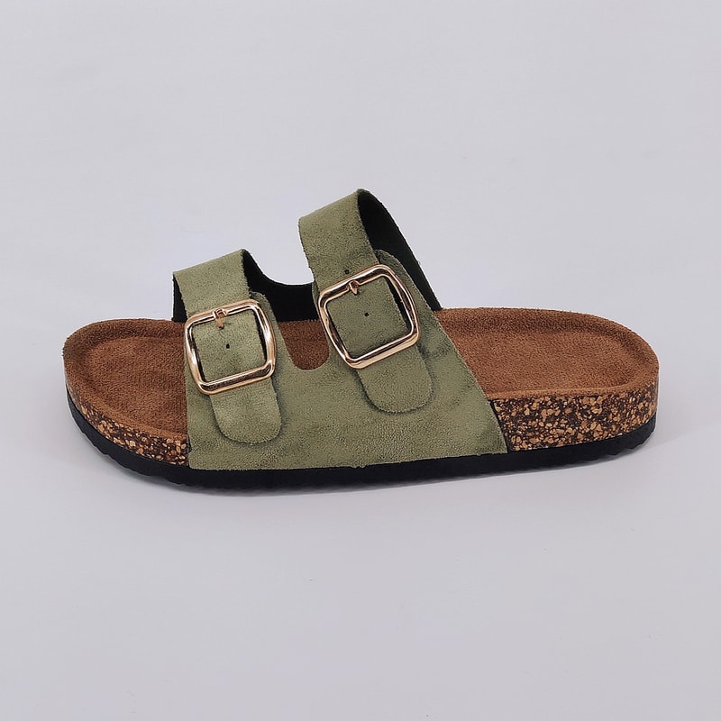 Summer Trendy Buckle Flat Cork Slippers, One-Strap Casual Outdoor Sandals, Versatile Fashionable Beach Comfort