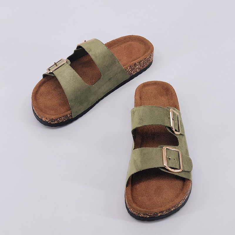 Summer Trendy Buckle Flat Cork Slippers, One-Strap Casual Outdoor Sandals, Versatile Fashionable Beach Comfort