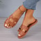 Comfortable Brown Leather Womens Slippers Round Headed Flat Casual Sandals With Exposed Heels Coupl 1