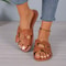 Comfortable Brown Leather Womens Slippers Round Headed Flat Casual Sandals With Exposed Heels Coupl 2