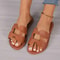 Comfortable Brown Leather Womens Slippers Round Headed Flat Casual Sandals With Exposed Heels Coupl 5
