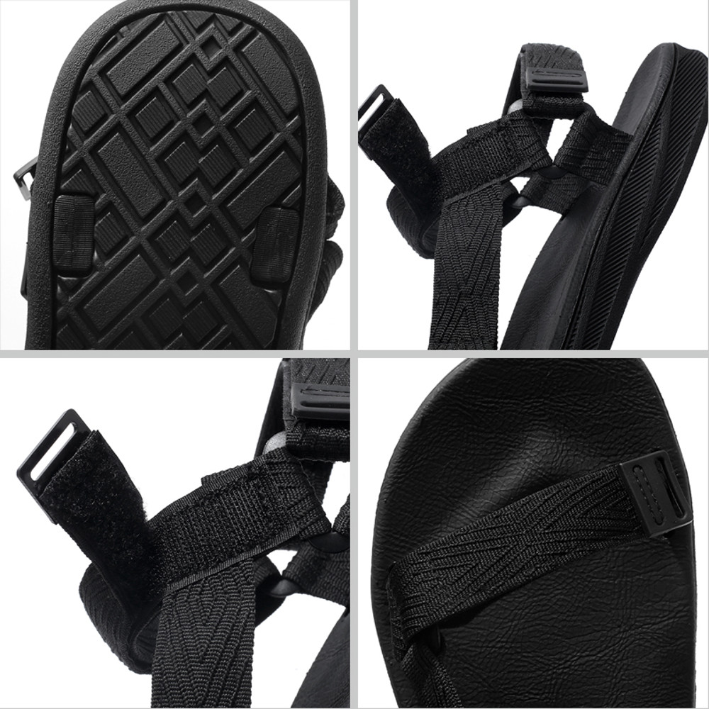 Mens Black Arch Support Outdoor Casual Sandals AntiSlip Breathable Summer Sports Sandals For Beach 1