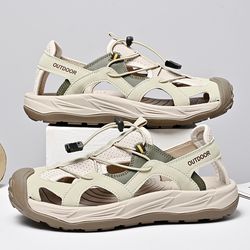 breathable casual summer mens outdoor sandals, soft platform non-slip wear-resistant chunky beach sandals for men