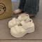 Womens Summer Chunky Sandals, Wedge Heel Slides, Leather Thick Bottom Casual Flip Flops, Beach Platform Shoes