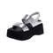 Womens Summer Chunky Sandals, Wedge Heel Slides, Leather Thick Bottom Casual Flip Flops, Beach Platform Shoes