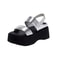 Womens Summer Chunky Sandals, Wedge Heel Slides, Leather Thick Bottom Casual Flip Flops, Beach Platform Shoes