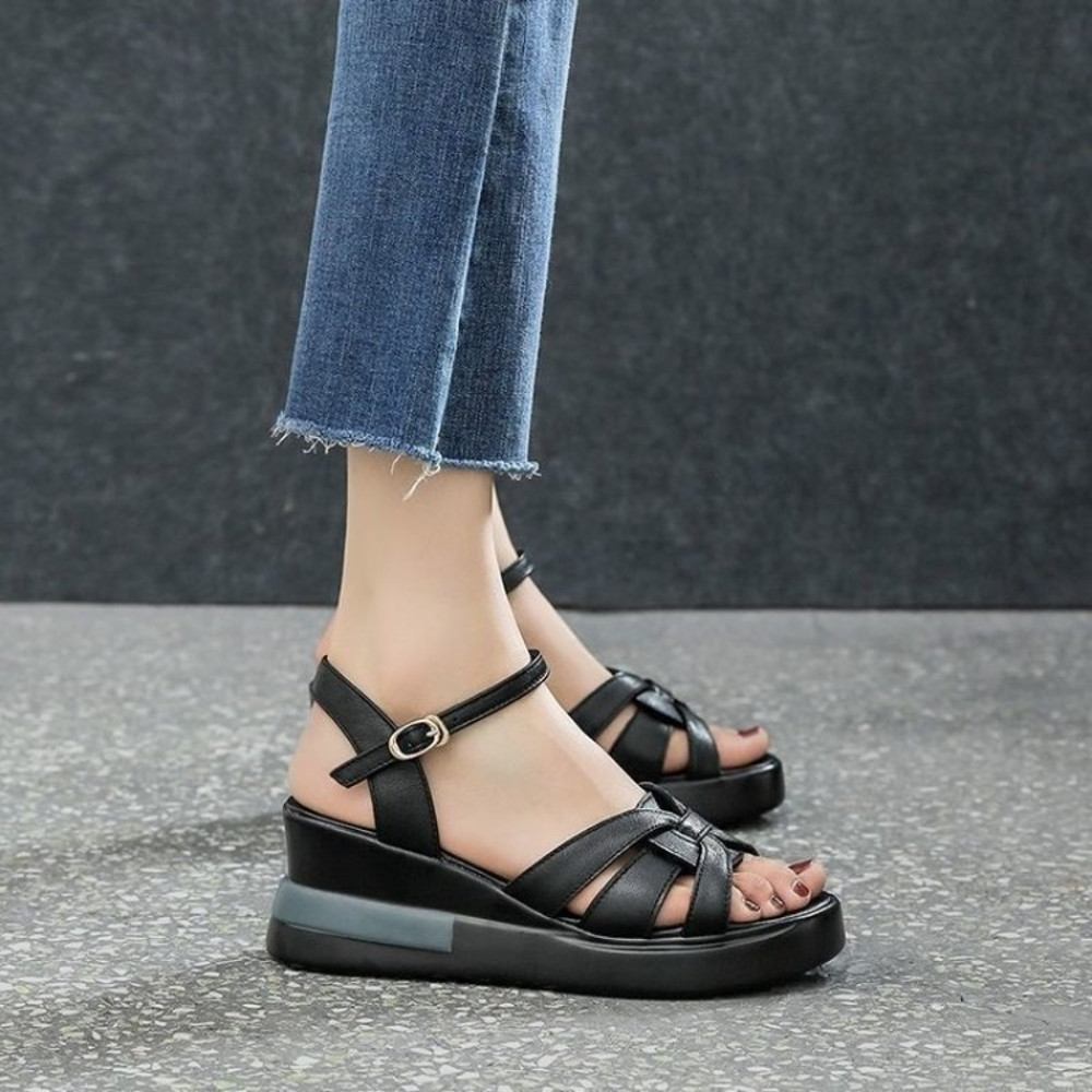 Casual Retro Hollow Button Sandals Women Summer NewWomens Sandals Fashion OpenToe Comfortable Slope 1