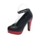 Sexy Super High Heels Shoes for Women, Black Flock Chunky Platform Pumps, Square Heel Ankle Buckle Party Shoes