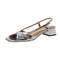Womens Square Toe Sandals, Female Shoes Solid Brand One-word Buckle, Summer Open Toe Chunky Heels Dress Sandals