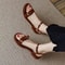 Luxury Designer New Summer Women Sandals, Narrow Leather Strap One Word Buckle, Wide Heel Platform Flat Sandals Casual