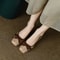 Elegant Women Casual Retro Bowknot Flat Shoes British Style Winter Fashion Square Toe Stiletto Pump 2