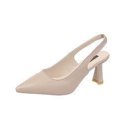 spring baotou back empty sandals womens thick heel high heels black pointed toe office work shoes fashion elegant