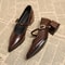 Womens Retro MidLength Single Shoes Spring Summer Style Belt Buckle Pointed Toe Comfortable Shallow