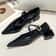 Womens Spring Style Pointed Toe Square Heel Single Shoes Professional Medium Heel Buckle Dress High