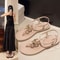 Roman Sandals For Women Summer Casual Flattoe Thong Strap Sandals Outdoor Luxury Womens Shoes New S