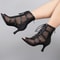 Sexy Latin Dance Shoes for Women, Leather Black Dancing Boots, Ladies Mesh High Heels, Girls Ballroom Shoes Party Dance
