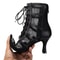 Sexy Latin Dance Shoes for Women, Leather Black Dancing Boots, Ladies Mesh High Heels, Girls Ballroom Shoes Party Dance