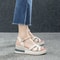 Fashion Comfortable Slope Heel Sandal Summer New Womens Casual Retro Hollow Button OpenToe Sandals 4