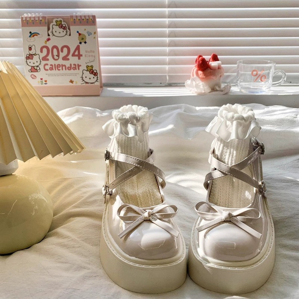 Womens Chunky Heel Mary Janes Pumps, Round Toe Platform Shoes, Elegant Spring Lolita Heeled Shoes for Dress & Student