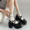 Womens Chunky Heel Mary Janes Pumps, Round Toe Platform Shoes, Elegant Spring Lolita Heeled Shoes for Dress & Student