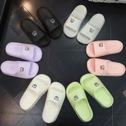 eva womens slippers, cute bear decoration, lightweight non-slip flat slippers for bathroom & home use, ultra soft