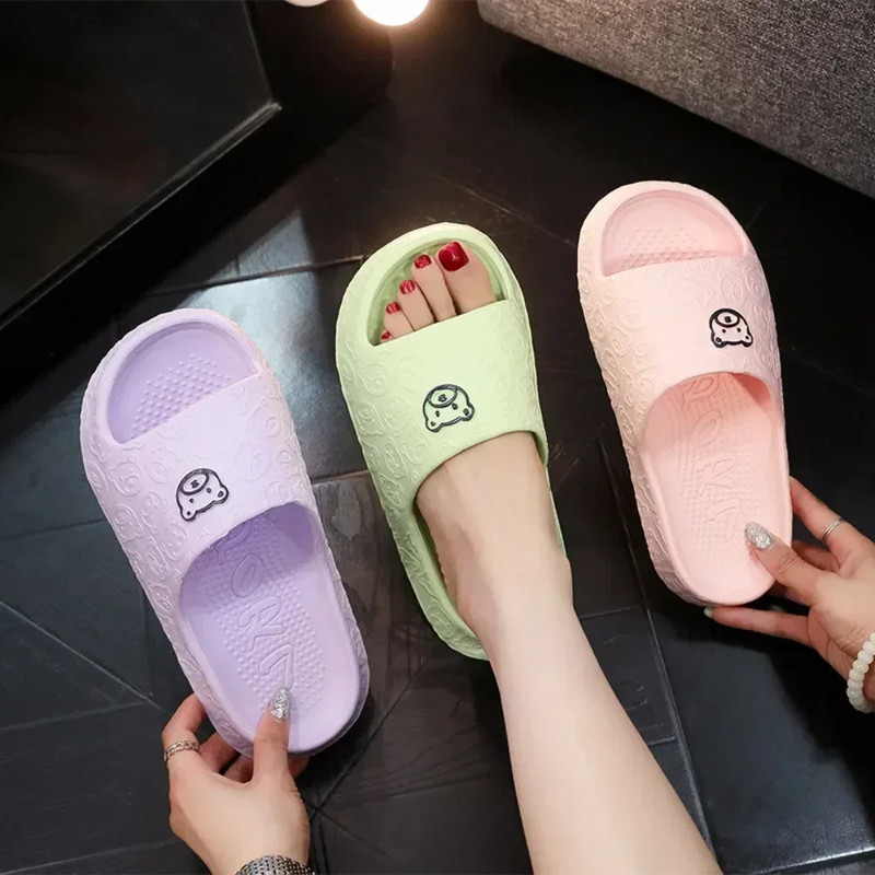 EVA Womens Slippers Cute Bear Decoration Lightweight NonSlip Flat Slippers For Bathroom Home Use U 1