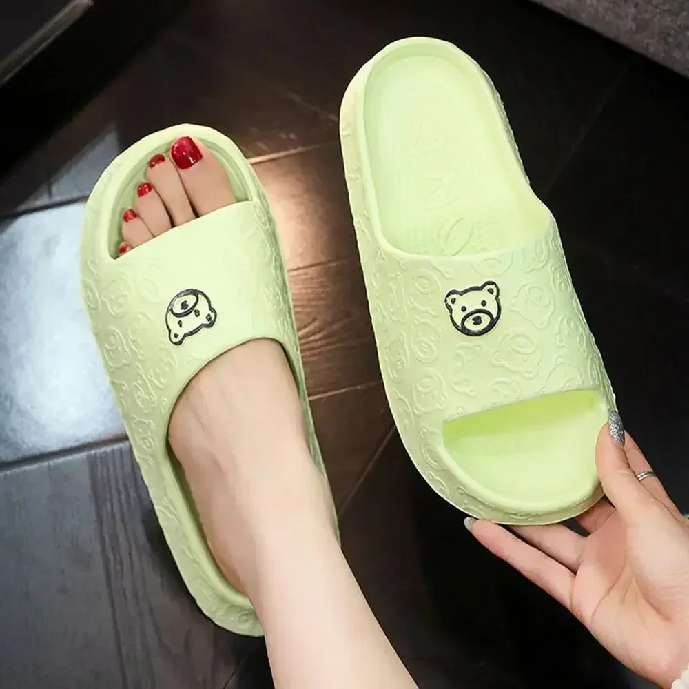 EVA Womens Slippers Cute Bear Decoration Lightweight NonSlip Flat Slippers For Bathroom Home Use U 8