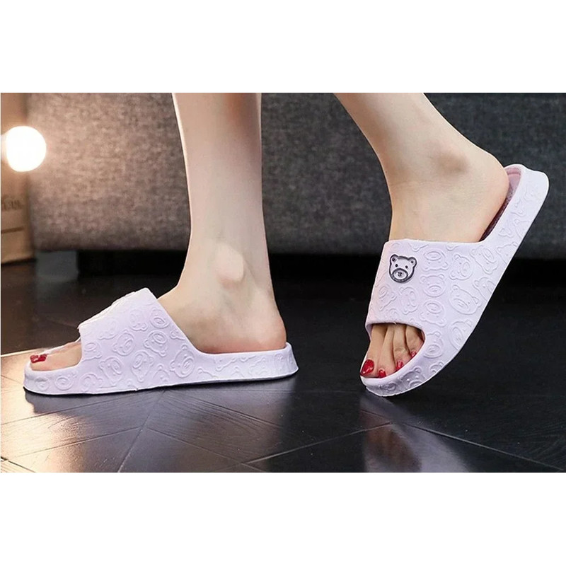 EVA Womens Slippers Cute Bear Decoration Lightweight NonSlip Flat Slippers For Bathroom Home Use U 5
