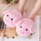 Cute Pink Pig Womens Warm Indoor Slippers Furry Plush Home Floor Shoes For Ladies Winter Soft Short 1