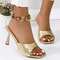 Luxury Rhinestone Women Sandals Summer Designer High Heels Shoes Gold Silver Heeled Slippers For E 2
