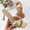 Luxury Rhinestone Women Sandals Summer Designer High Heels Shoes Gold Silver Heeled Slippers For E 7