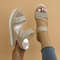 Womens Fashion Pearl Rhinestone Wedge Sandals, Summer Platform Slides, Elegant High Heel Casual Ladies Slippers