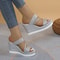 Womens Fashion Pearl Rhinestone Wedge Sandals, Summer Platform Slides, Elegant High Heel Casual Ladies Slippers
