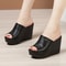 New Summer Fashion Women Wedges Slippers Open Toe High Heels Platform Sandals Stylish Solid Color S 1