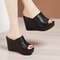New Summer Fashion Women Wedges Slippers Open Toe High Heels Platform Sandals Stylish Solid Color S 5