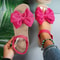 Lightweight Women Sandals For Summer Trendy Fashion Beach Slippers With Bow Tie Outdoor Flat Casual 7