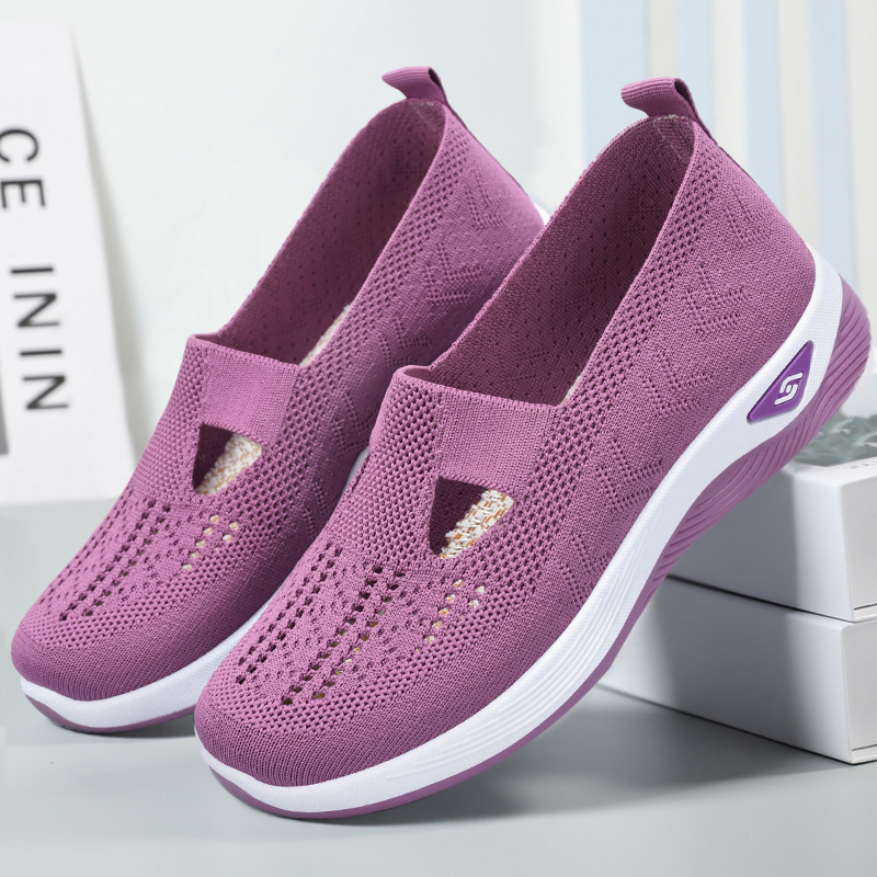 Casual Blue Mesh Womens Shoes Breathable Comfortable Soft Sole Loafers For Mothers Perfect For Spr 0