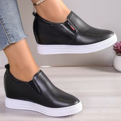 womens new white hidden wedge heels sneakers, casual high platform shoes & fashionable wedge heels for women