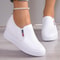 Womens New White Hidden Wedge Heels Sneakers, Casual High Platform Shoes & Fashionable Wedge Heels for Women
