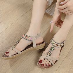 stylish women sandals shoes, summer soft wedge sandals for ladies, beach walking footwear, lightweight female sandals