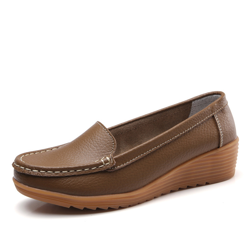 Genuine Leather Women Flats Wedge Walking Nurse Shoes Lightweight SlipOn Loafers Barefoot Moccasin 7