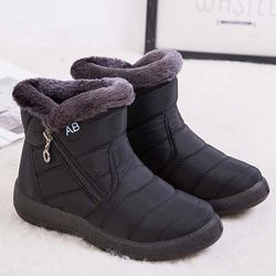 waterproof snow women boots, soft fur comfortable womens winter boots with zipper, warm shoes for cold weather
