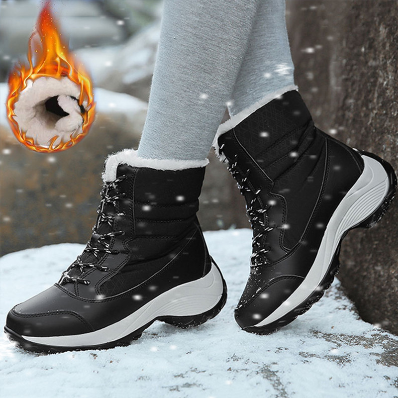 Stylish Womens Boots Snow Flat Women Booties Lace Up Ladies Shoes Fashion Ankle Boots Warm New Wome 0