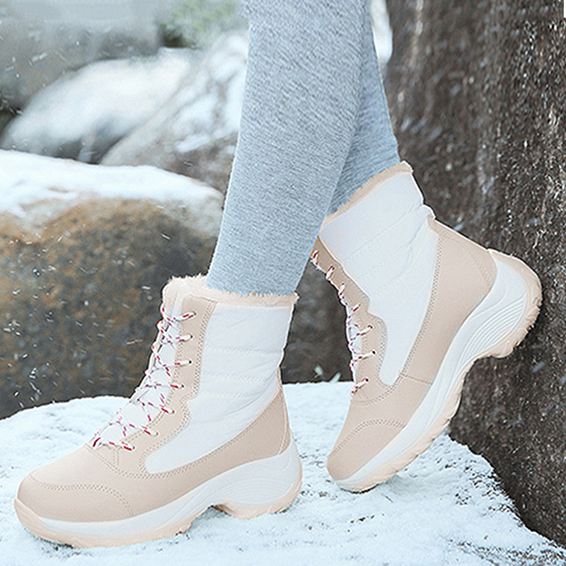 Stylish Womens Boots Snow Flat Women Booties Lace Up Ladies Shoes Fashion Ankle Boots Warm New Wome 1