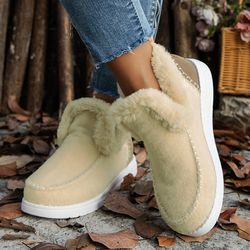plush womens winter footwear, lightweight snow casual platform ankle boots, stylish & warm womens boots
