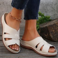 womens summer comfortable sandals, fashion slides & wedge sandals for ladies, lightweight beach footwear female shoes