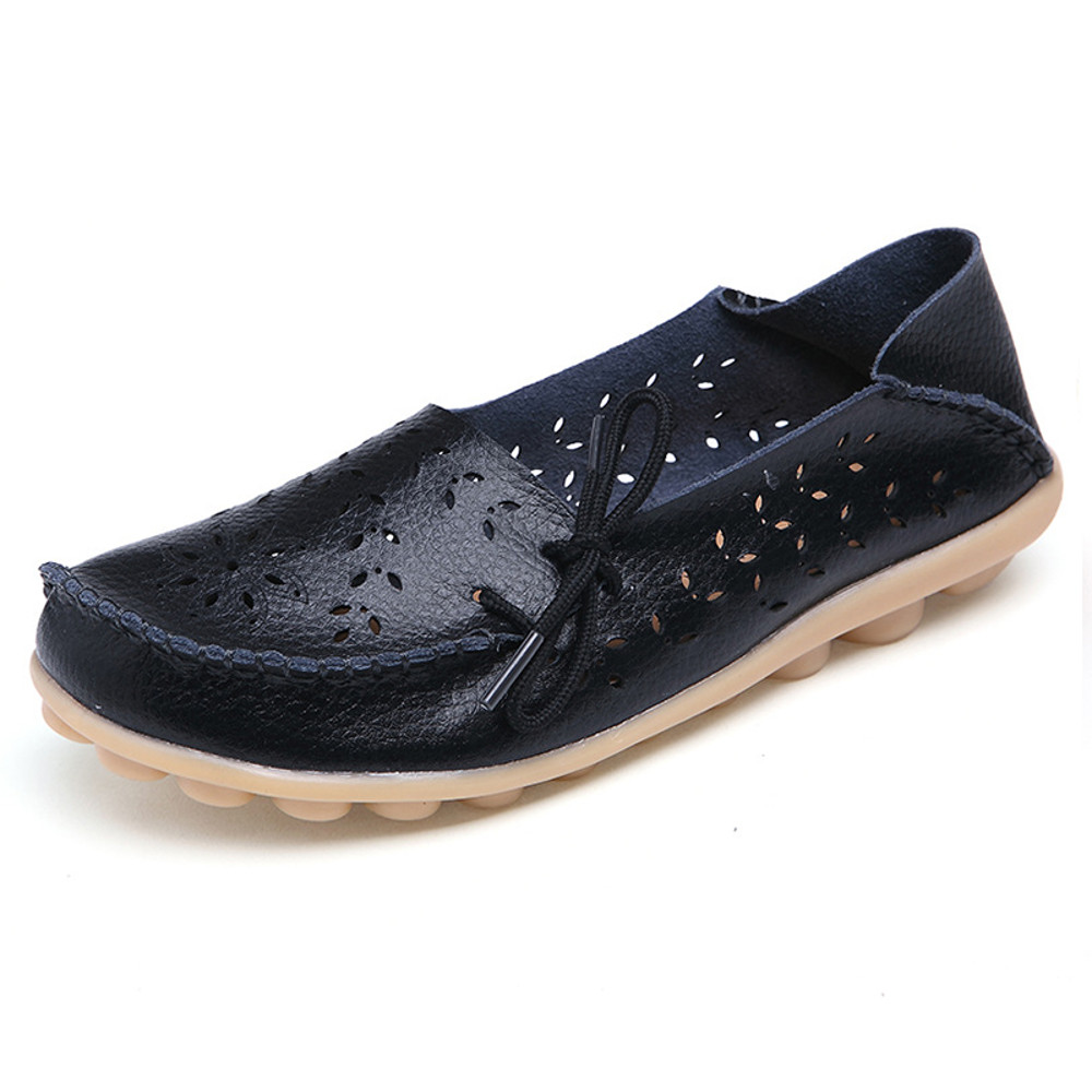 Soft Genuine Leather Womens Flats Casual Breathable SlipOn Loafers Summer Driving Shoes 9