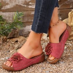 trendy woman sandals shoes for summer parties, slip-on wedge platform ladies shoes & female slippers